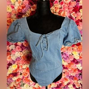 Denim Puffy Sleeve One Piece!